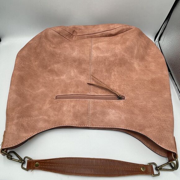 Chillx by Lemiel Antique Rose Pink Large Hobo Bag Shoulder Purse Vegan Leather - Picture 9 of 9